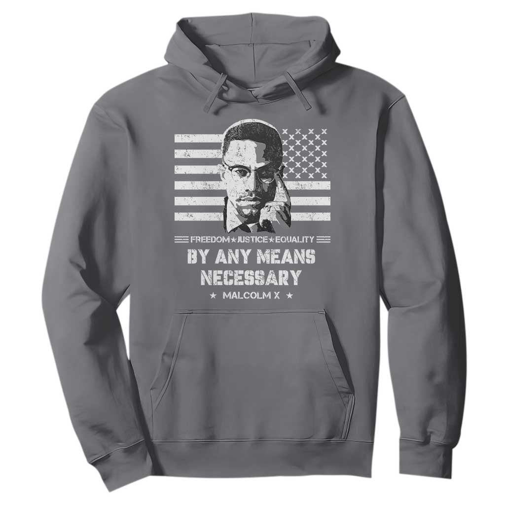 Malcolm X Hoodie By Any Means Necessary American Flag TS09 Charcoal Print Your Wear