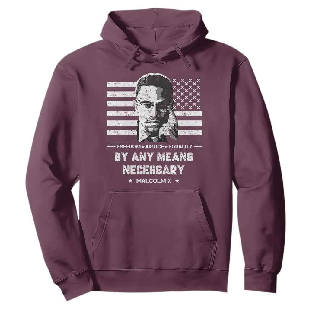Malcolm X Hoodie By Any Means Necessary American Flag TS09 Maroon Print Your Wear
