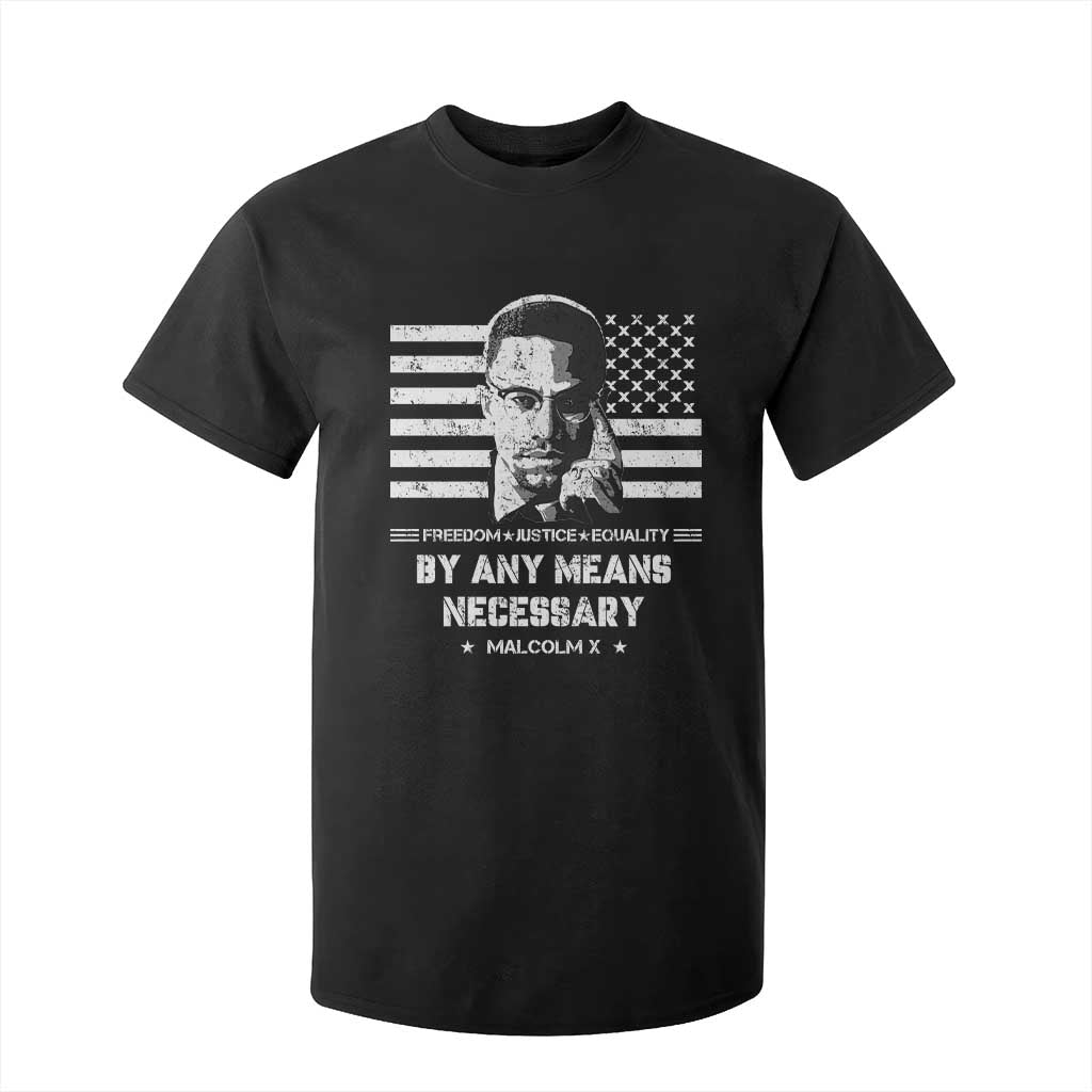 Malcolm X T Shirt For Kid By Any Means Necessary American Flag TS09 Black Print Your Wear