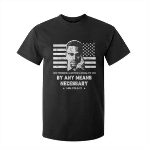 Malcolm X T Shirt For Kid By Any Means Necessary American Flag TS09 Black Print Your Wear