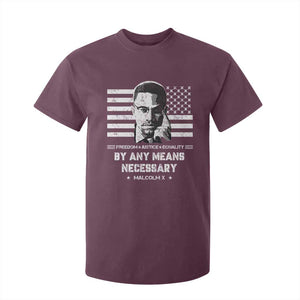 Malcolm X T Shirt For Kid By Any Means Necessary American Flag TS09 Maroon Print Your Wear