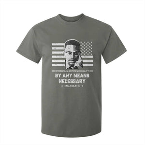 Malcolm X T Shirt For Kid By Any Means Necessary American Flag TS09 Military Green Print Your Wear