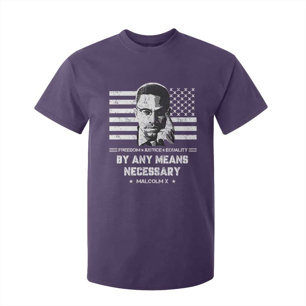 Malcolm X T Shirt For Kid By Any Means Necessary American Flag TS09 Purple Print Your Wear