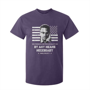 Malcolm X T Shirt For Kid By Any Means Necessary American Flag TS09 Purple Print Your Wear