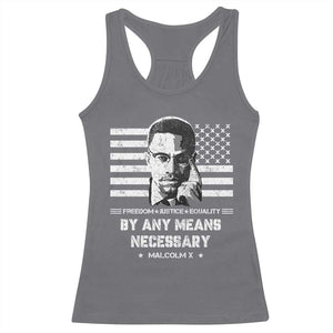 Malcolm X Racerback Tank Top By Any Means Necessary American Flag TS09 Charcoal Print Your Wear