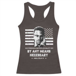 Malcolm X Racerback Tank Top By Any Means Necessary American Flag TS09 Dark Chocolate Print Your Wear