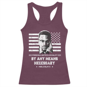 Malcolm X Racerback Tank Top By Any Means Necessary American Flag TS09 Maroon Print Your Wear