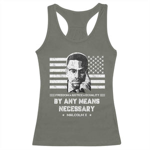 Malcolm X Racerback Tank Top By Any Means Necessary American Flag TS09 Military Green Print Your Wear