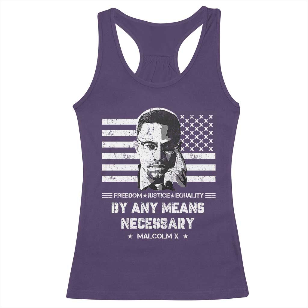 Malcolm X Racerback Tank Top By Any Means Necessary American Flag TS09 Purple Print Your Wear