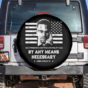 Malcolm X Spare Tire Cover By Any Means Necessary American Flag TS09 No hole Black Print Your Wear