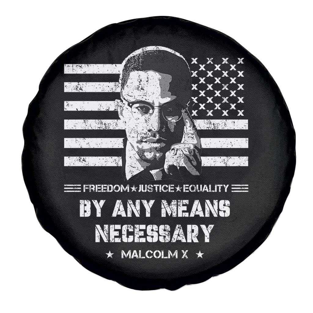 Malcolm X Spare Tire Cover By Any Means Necessary American Flag TS09 Print Your Wear