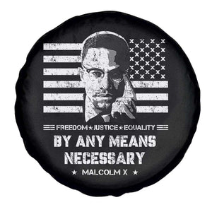Malcolm X Spare Tire Cover By Any Means Necessary American Flag TS09 Print Your Wear