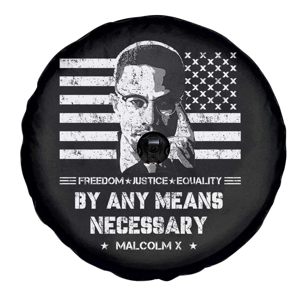 Malcolm X Spare Tire Cover By Any Means Necessary American Flag TS09 Print Your Wear