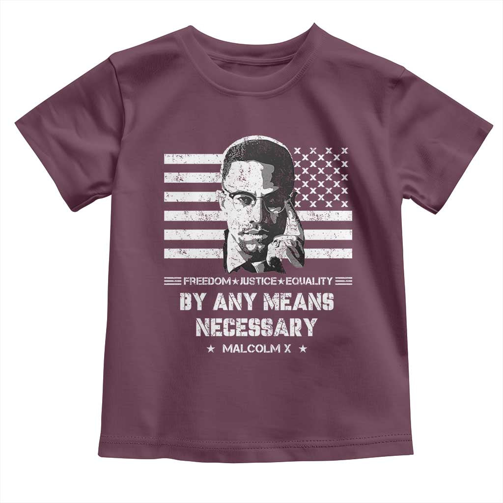 Malcolm X Toddler T Shirt By Any Means Necessary American Flag TS09 Maroon Print Your Wear