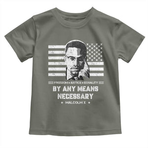 Malcolm X Toddler T Shirt By Any Means Necessary American Flag TS09 Military Green Print Your Wear
