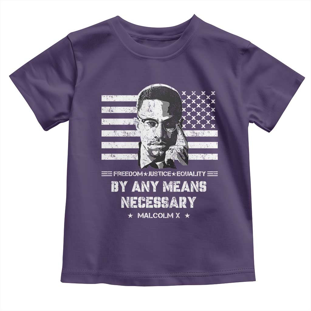 Malcolm X Toddler T Shirt By Any Means Necessary American Flag TS09 Purple Print Your Wear