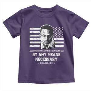 Malcolm X Toddler T Shirt By Any Means Necessary American Flag TS09 Purple Print Your Wear