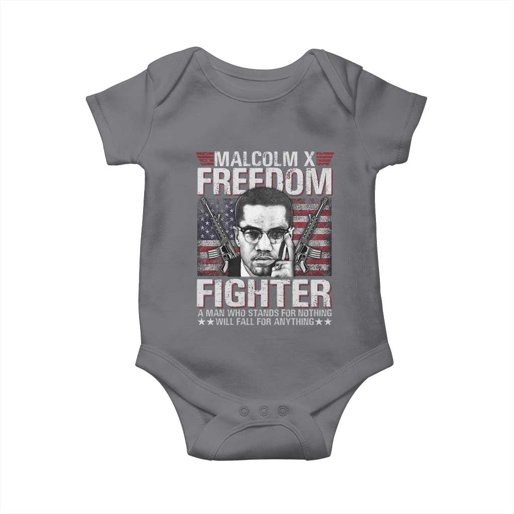 Malcolm X Baby Onesie A Man Who Stands For Nothing Will Fall For Anything TS09 Charcoal Print Your Wear