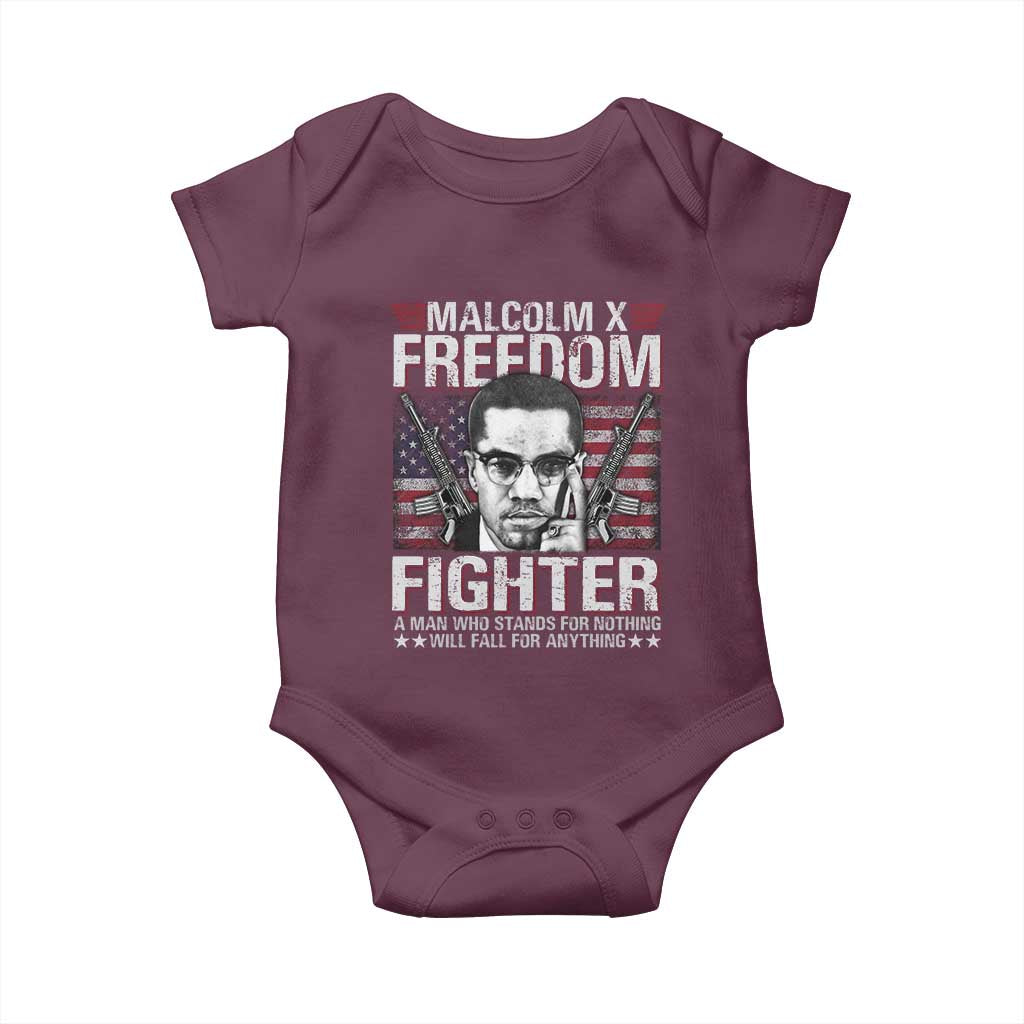 Malcolm X Baby Onesie A Man Who Stands For Nothing Will Fall For Anything TS09 Maroon Print Your Wear