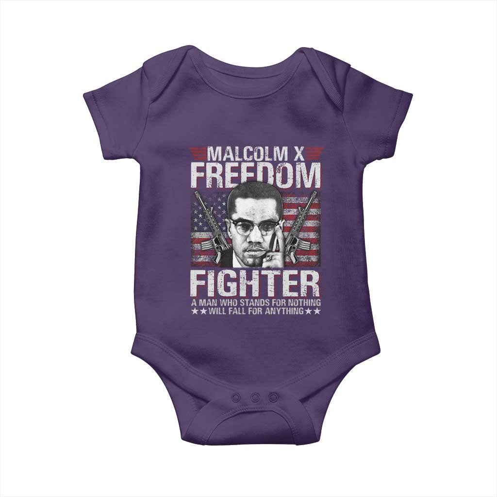 Malcolm X Baby Onesie A Man Who Stands For Nothing Will Fall For Anything TS09 Purple Print Your Wear