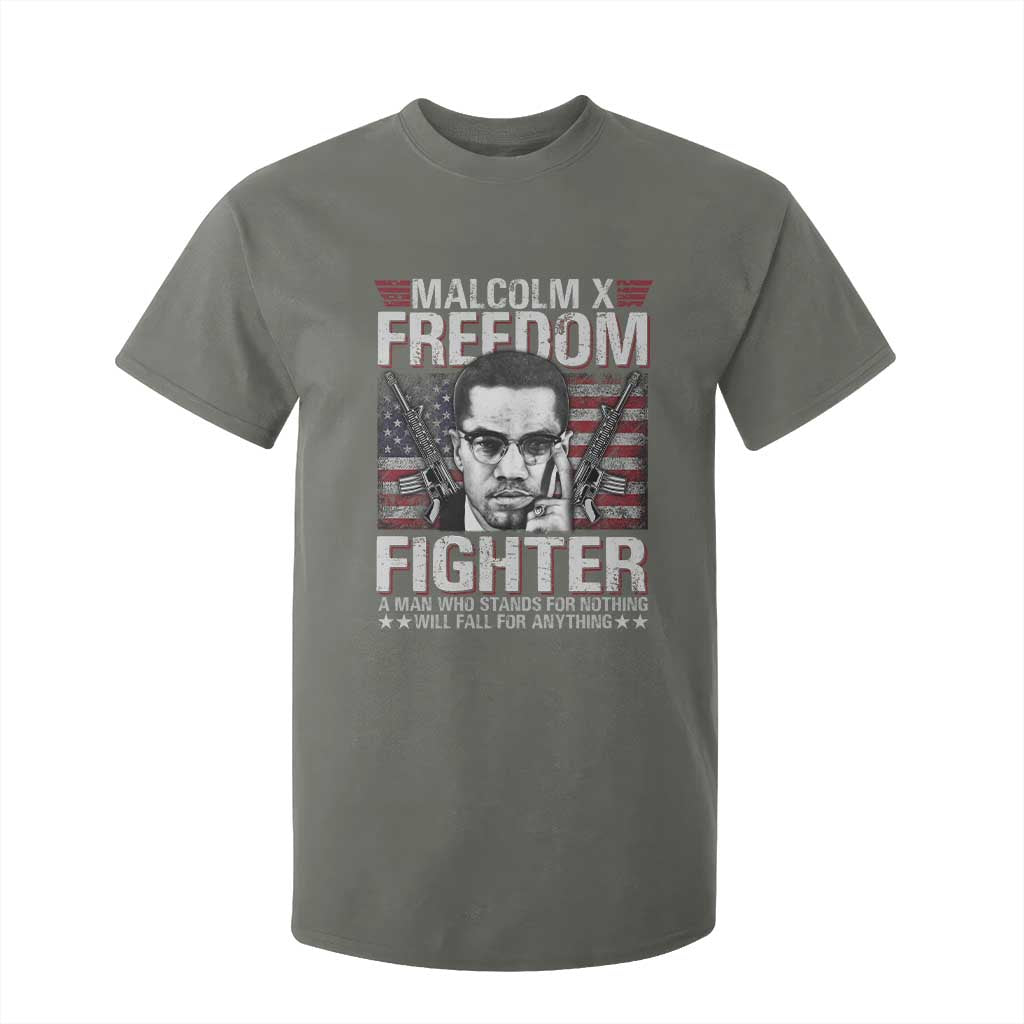 Malcolm X T Shirt For Kid A Man Who Stands For Nothing Will Fall For Anything TS09 Military Green Print Your Wear