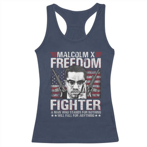 Malcolm X Racerback Tank Top A Man Who Stands For Nothing Will Fall For Anything TS09 Navy Print Your Wear