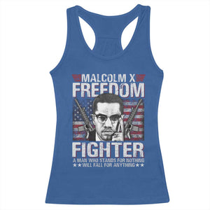 Malcolm X Racerback Tank Top A Man Who Stands For Nothing Will Fall For Anything TS09 Royal Blue Print Your Wear