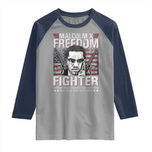 Malcolm X Raglan Shirt A Man Who Stands For Nothing Will Fall For Anything TS09 Sport Gray Navy Print Your Wear