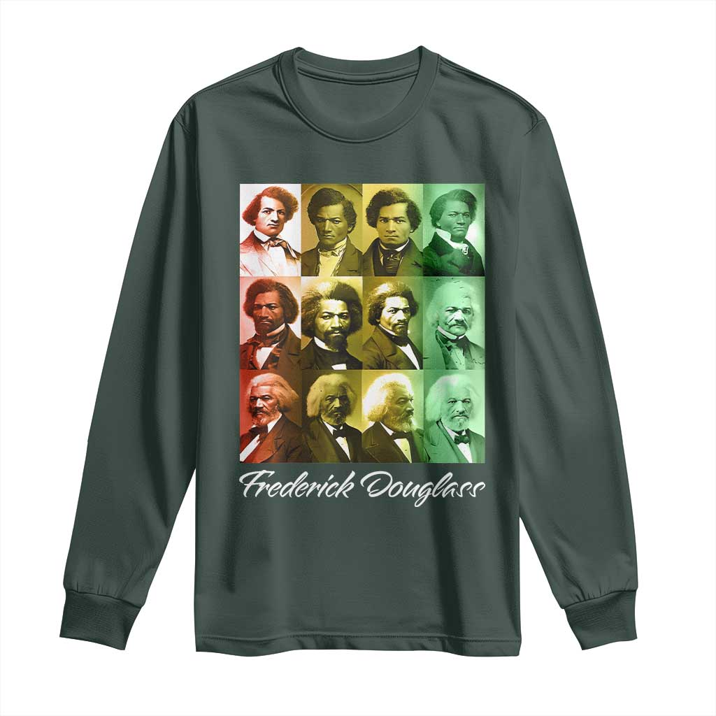 Life Of Frederick Douglass Long Sleeve Shirt Black History Month TS09 Dark Forest Green Print Your Wear