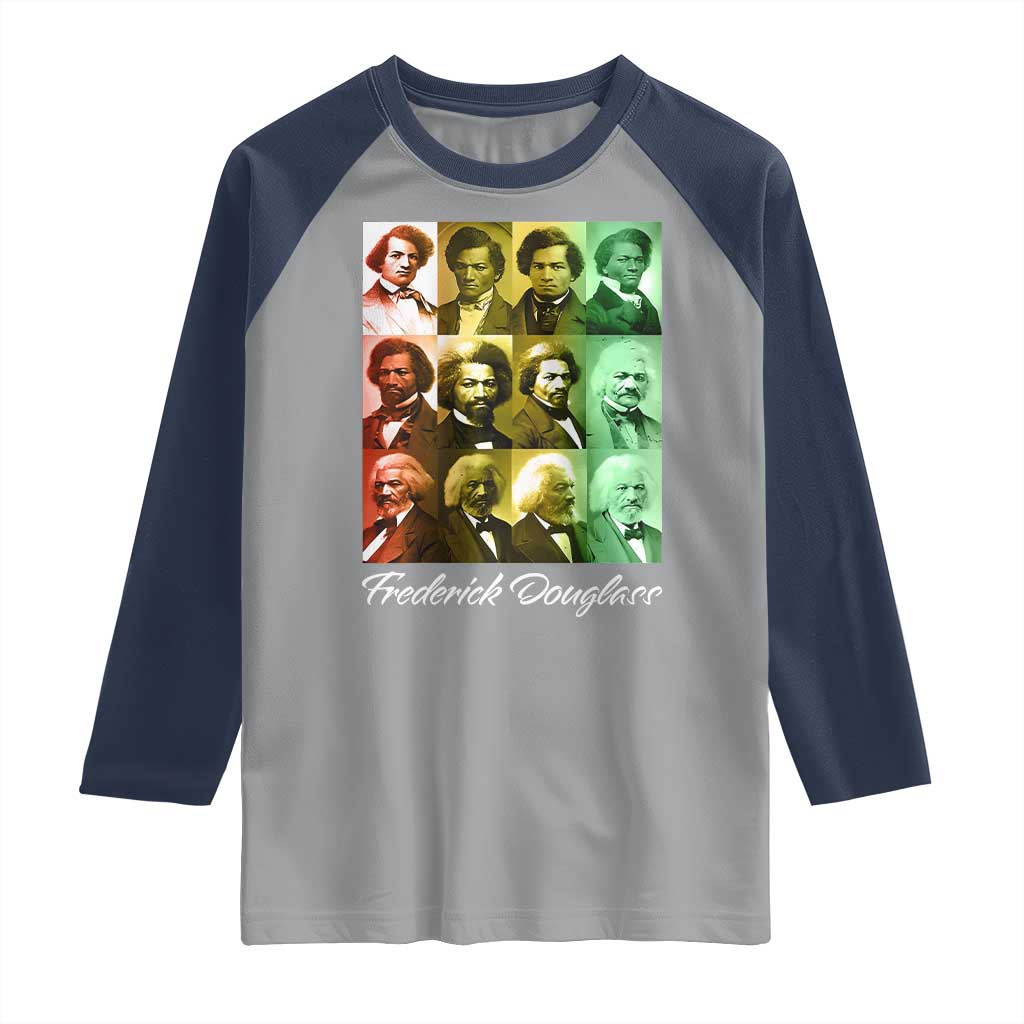 Life Of Frederick Douglass Raglan Shirt Black History Month TS09 Sport Gray Navy Print Your Wear