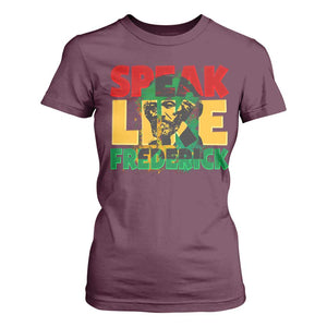 Speak Like Frederick Douglass T Shirt For Women Black History Month TS09 Maroon Print Your Wear