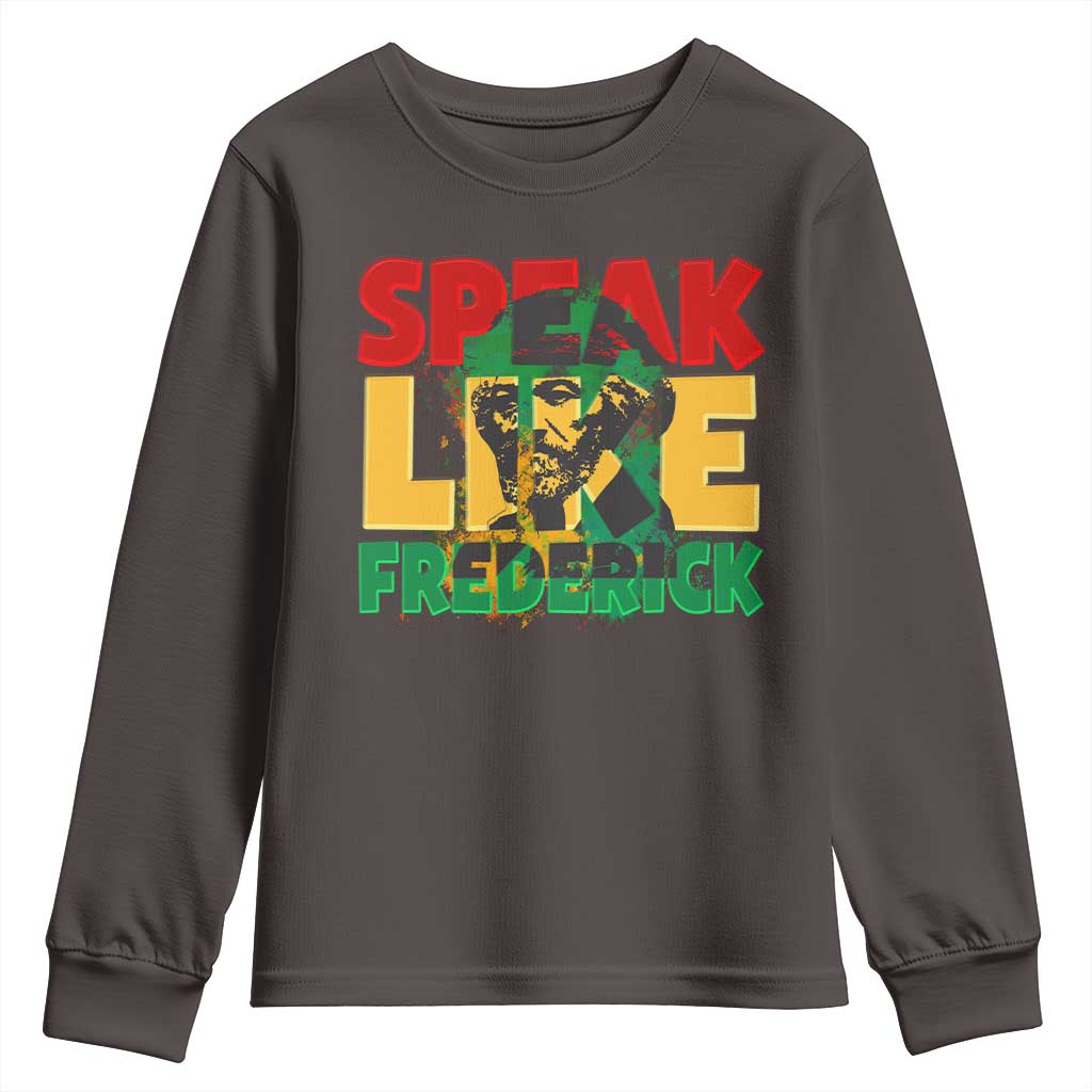 Speak Like Frederick Douglass Youth Sweatshirt Black History Month TS09 Dark Chocolate Print Your Wear