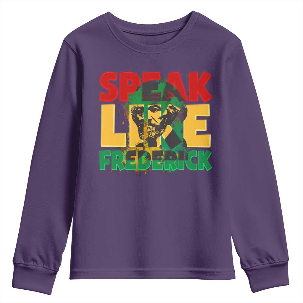 Speak Like Frederick Douglass Youth Sweatshirt Black History Month TS09 Purple Print Your Wear