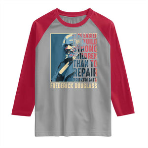 Frederick Douglass Raglan Shirt It Is Easier To Build Strong Children Than To Repair Broken Men BHM TS09 Sport Gray Red Print Your Wear