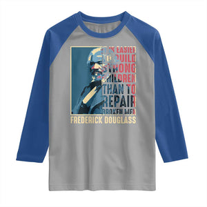 Frederick Douglass Raglan Shirt It Is Easier To Build Strong Children Than To Repair Broken Men BHM TS09 Sport Gray Royal Print Your Wear