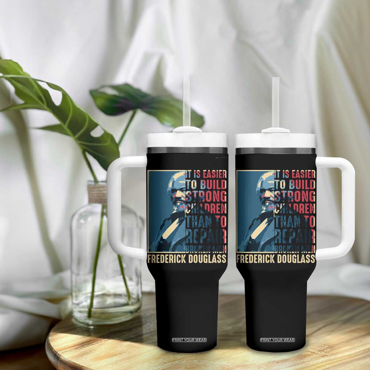 Frederick Douglass Tumbler With Handle It Is Easier To Build Strong Children Than To Repair Broken Men BHM TS09 Print Your Wear