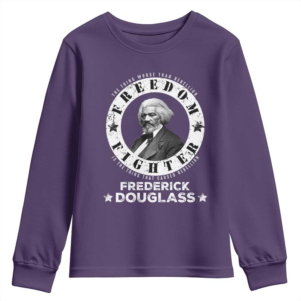 Frederick Douglass Youth Sweatshirt The Thing Worse Than Rebellion Is The Thing That Causes Rebellion TS09 Purple Print Your Wear