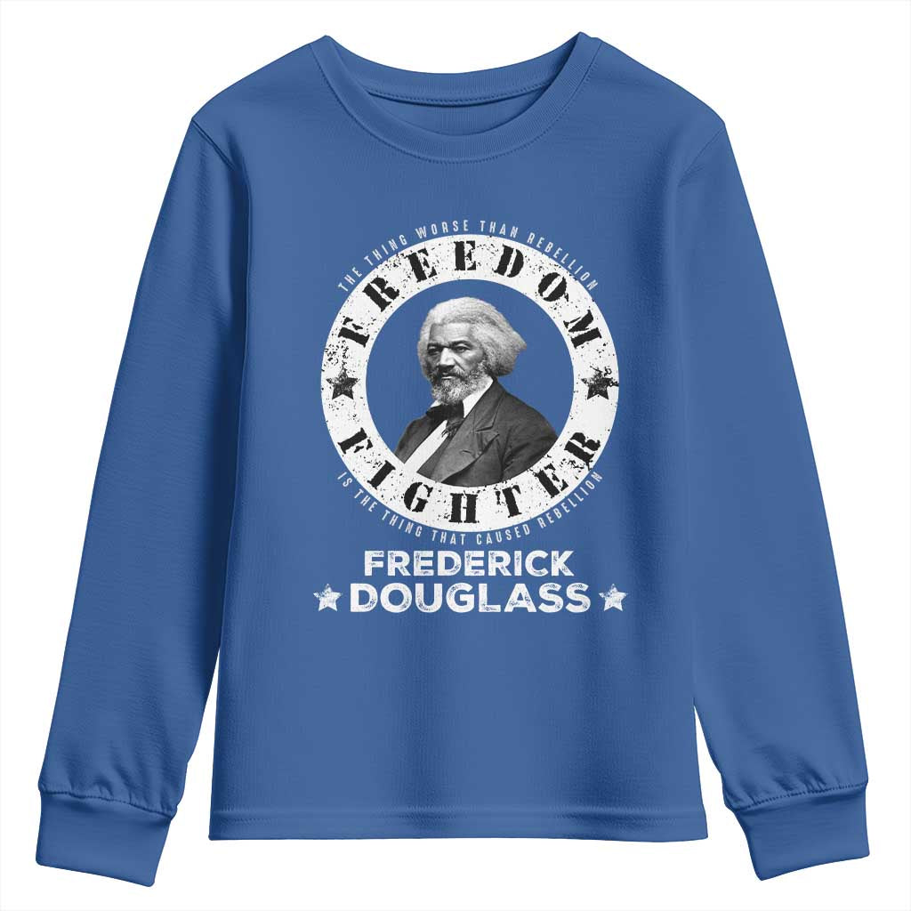 Frederick Douglass Youth Sweatshirt The Thing Worse Than Rebellion Is The Thing That Causes Rebellion TS09 Royal Blue Print Your Wear