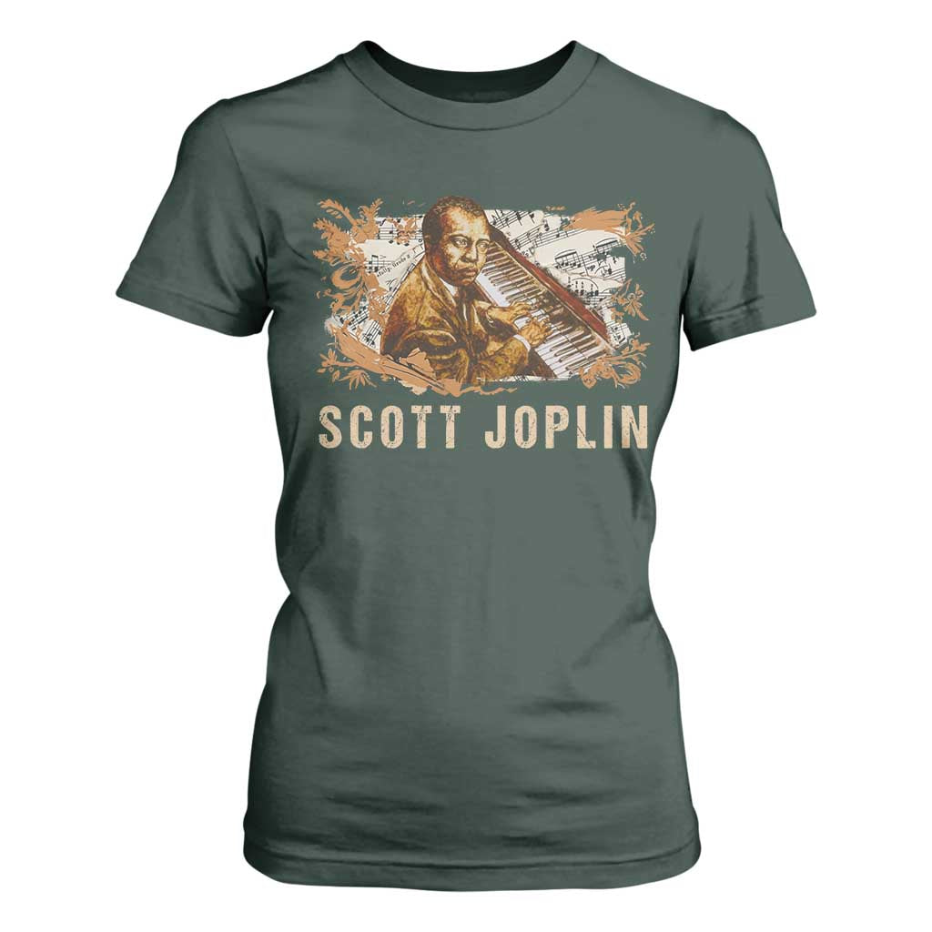 Scott Joplin T Shirt For Women Afro Classical Music Composer Black History TS09 Dark Forest Green Print Your Wear