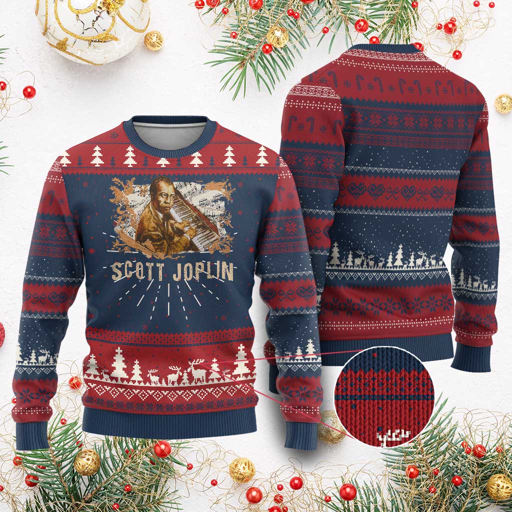 Scott Joplin Ugly Christmas Sweater Afro Classical Music Composer Black History TS09 Burgundy Print Your Wear