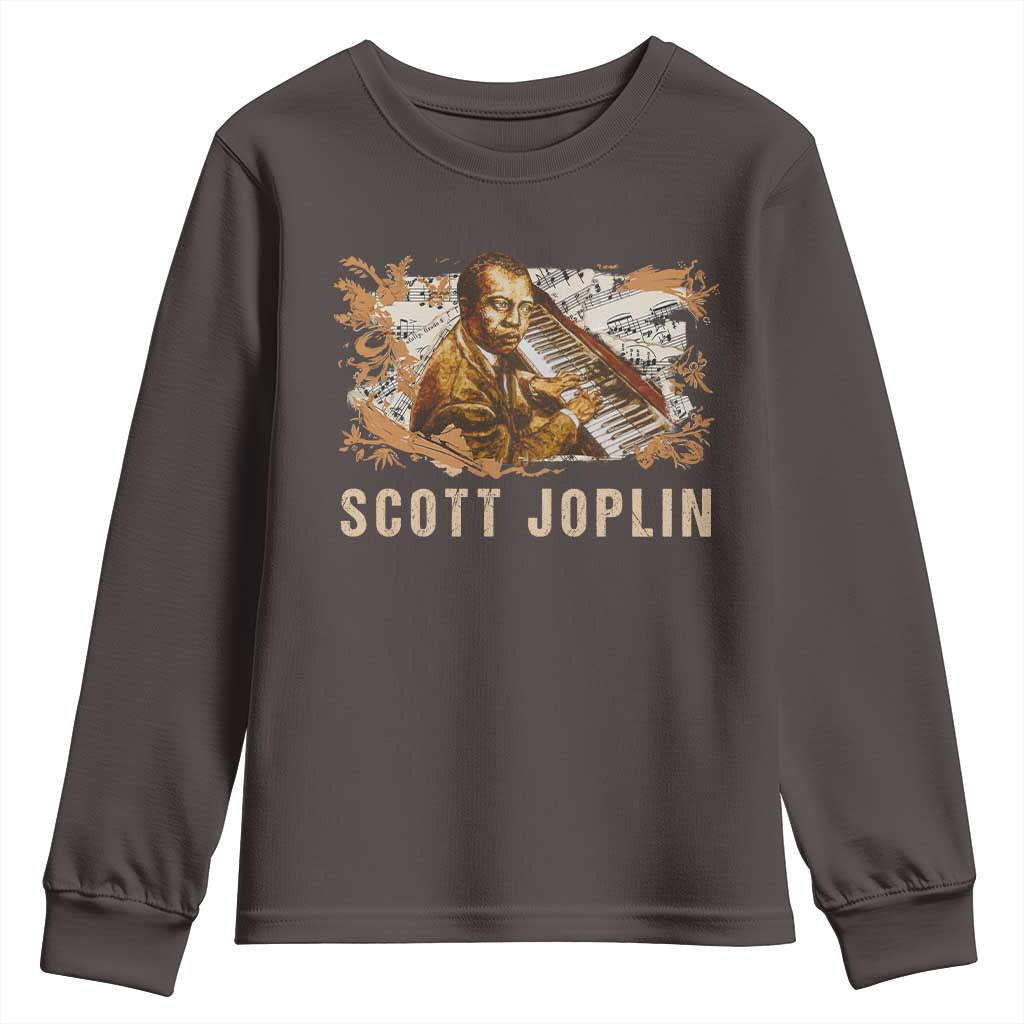 Scott Joplin Youth Sweatshirt Afro Classical Music Composer Black History TS09 Dark Chocolate Print Your Wear