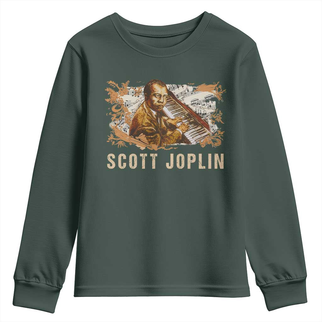 Scott Joplin Youth Sweatshirt Afro Classical Music Composer Black History TS09 Dark Forest Green Print Your Wear