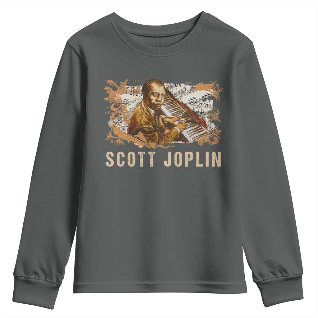 Scott Joplin Youth Sweatshirt Afro Classical Music Composer Black History TS09 Dark Heather Print Your Wear