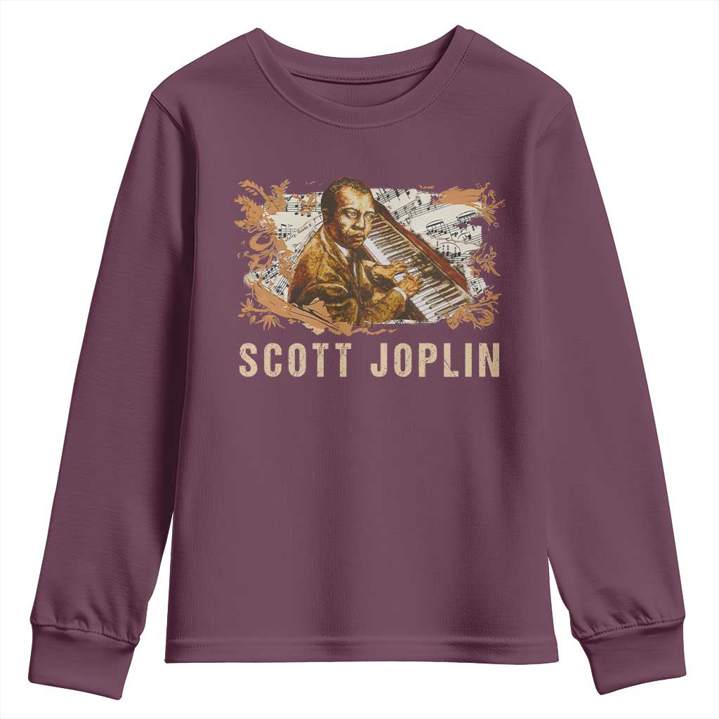 Scott Joplin Youth Sweatshirt Afro Classical Music Composer Black History TS09 Maroon Print Your Wear