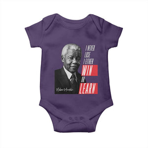 Nelson Mandela's Motivational Baby Onesie I Never Lose I Either Win Or Learn TS09 Purple Print Your Wear
