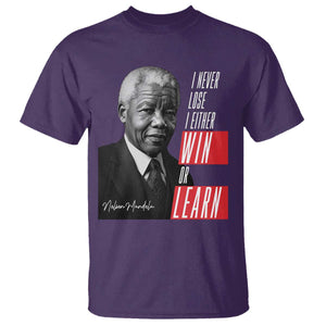 Nelson Mandela Motivational T Shirt - I Never Lose I Either Win Or Learn Inspirational Tee TS09 Purple Print Your Wear
