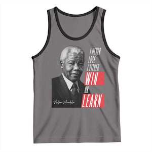 Nelson Mandela's Motivational Tank Top I Never Lose I Either Win Or Learn TS09 Deep Heather Black Print Your Wear