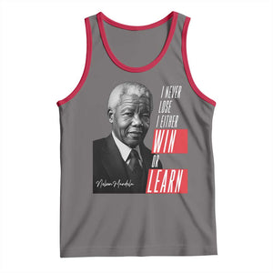 Nelson Mandela's Motivational Tank Top I Never Lose I Either Win Or Learn TS09 Deep Heather Red Print Your Wear