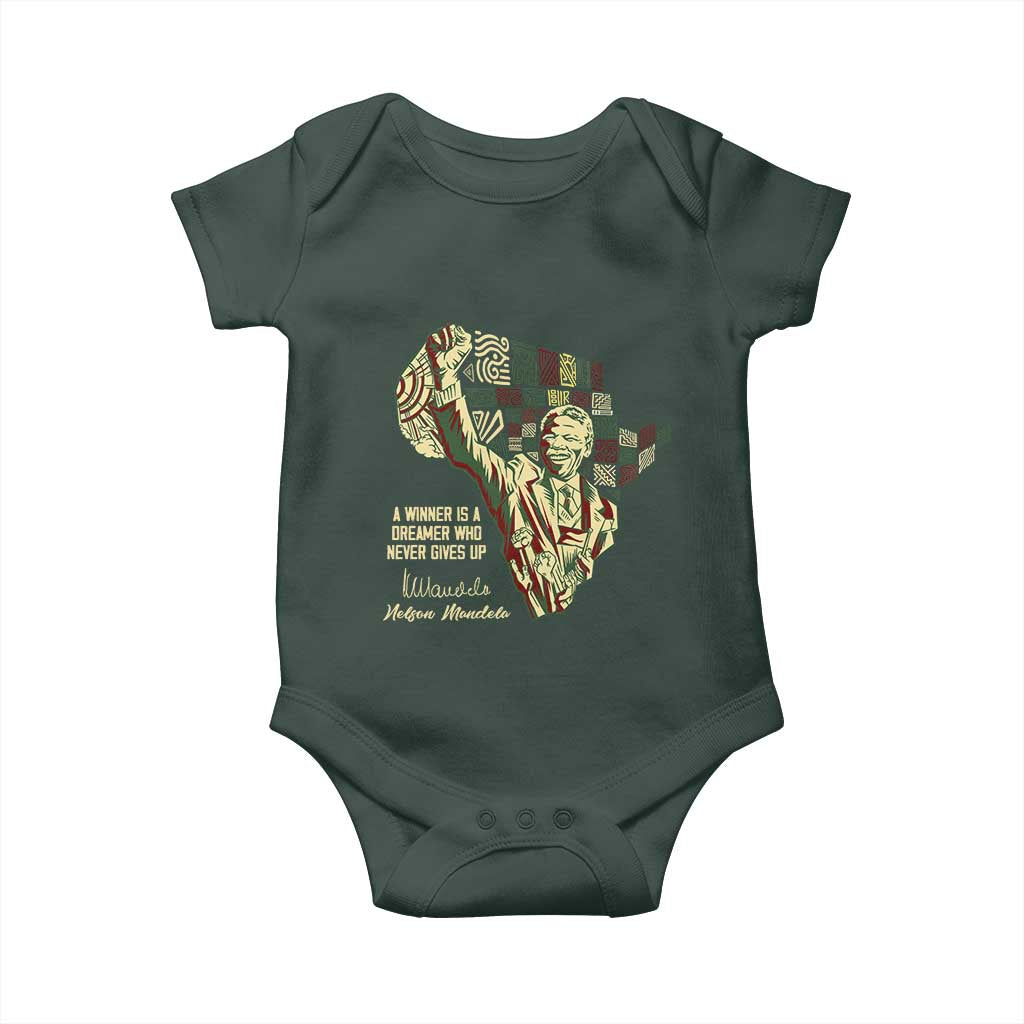 Nelson Mandela Baby Onesie A Winner Is A Dreamer Who Never Gives Up TS09 Print Your Wear