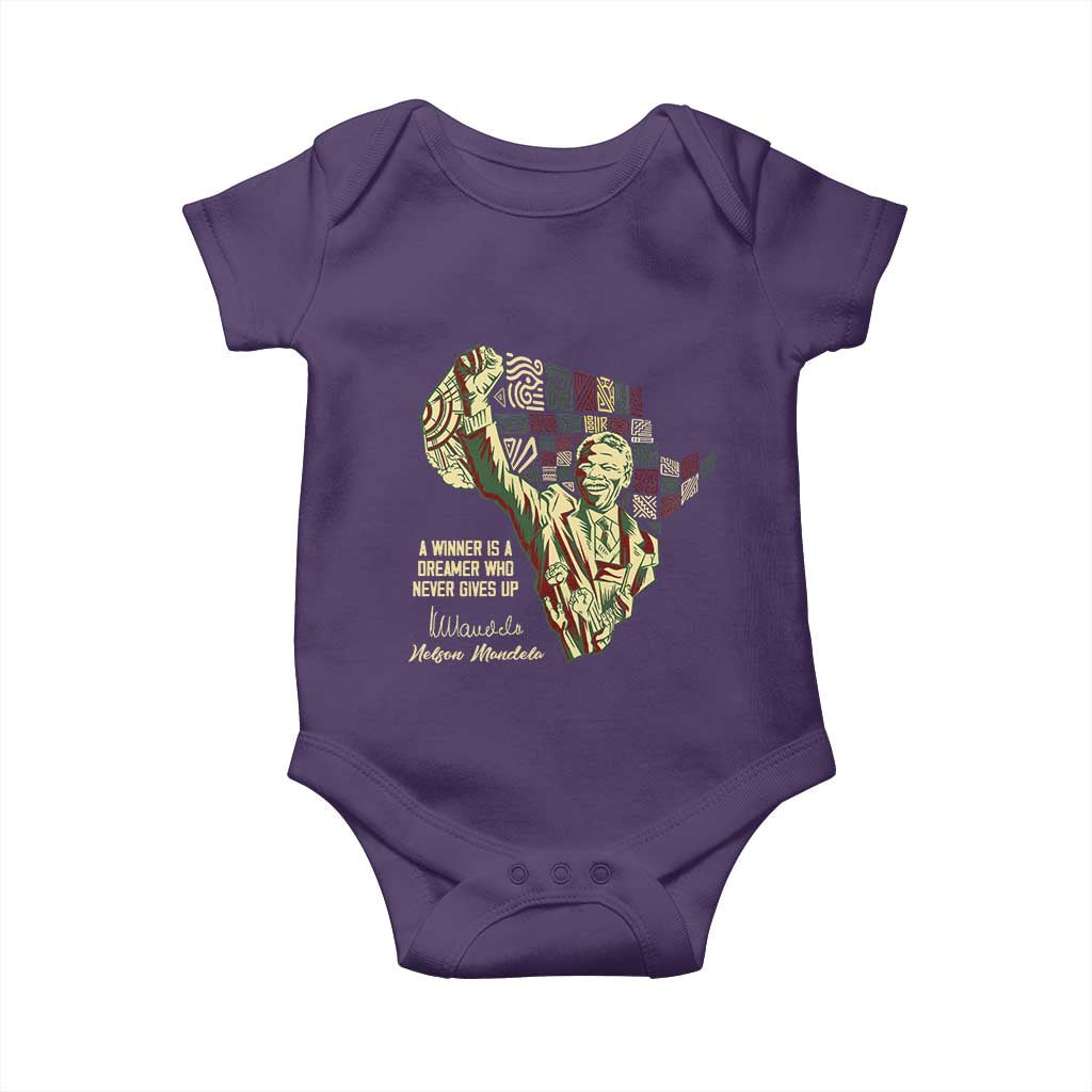 Nelson Mandela Baby Onesie A Winner Is A Dreamer Who Never Gives Up TS09 Purple Print Your Wear